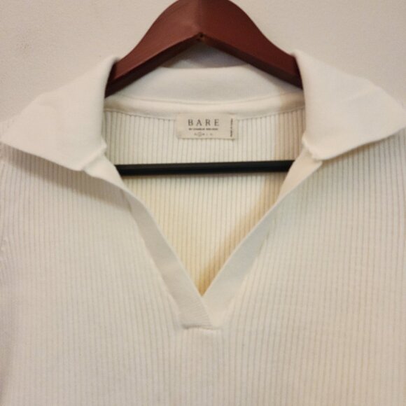 Bare by Charlie Holiday Long Sleeve Rib Knit Bodysuit Coconut Size S Bodysuit - Picture 3 of 16